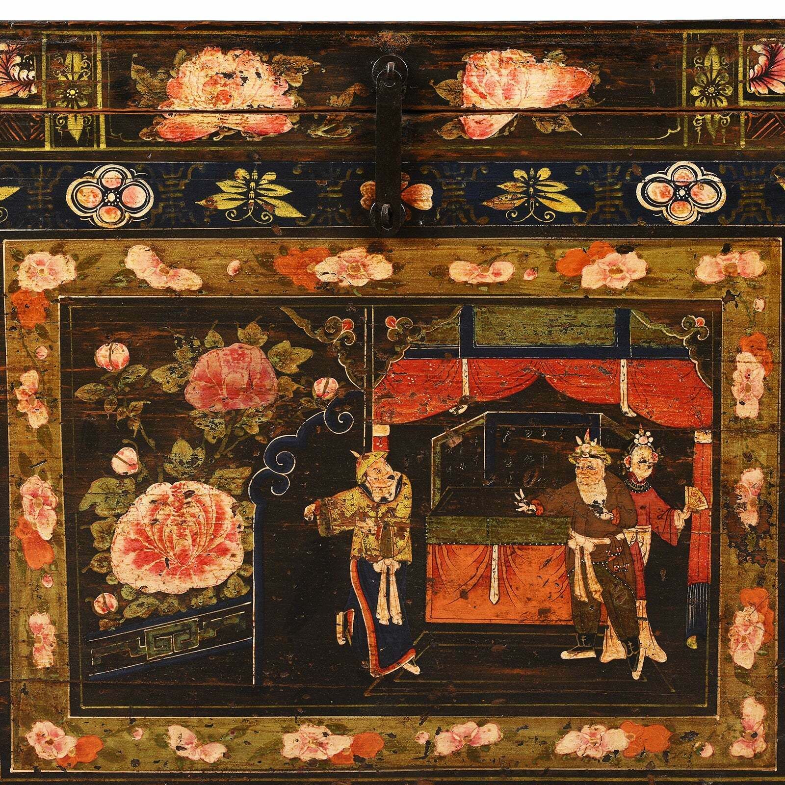 Antique Chinese Painted Opera Chest   19th Century photo for sale