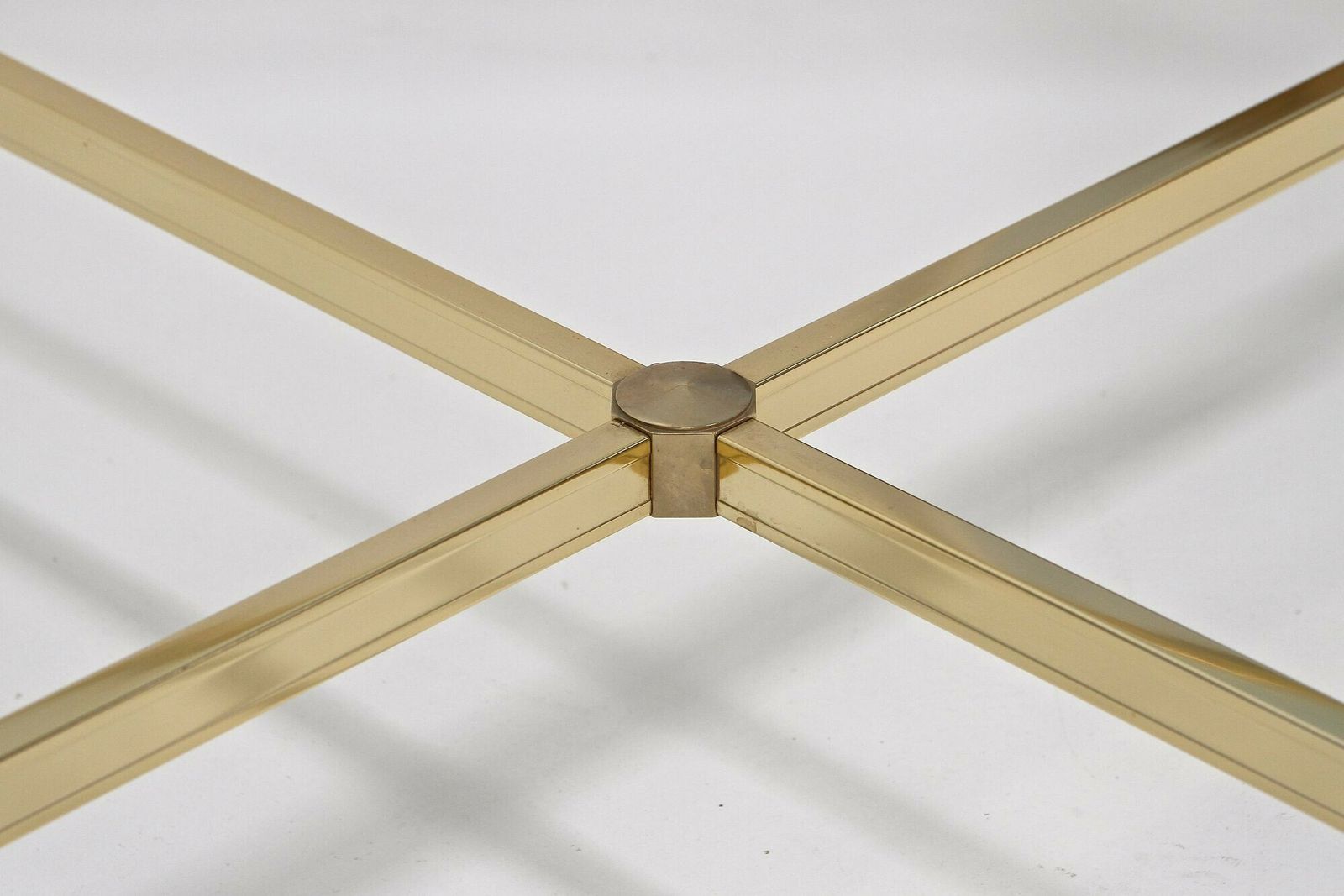 Furniture Mid Century Modern Lucite/ Brass Coffee Table By Pierre Vandel, Fr Ca. 1970 photo