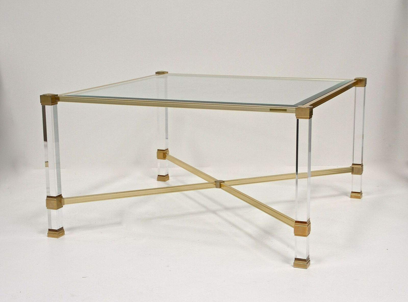 photo vinterior Mid Century Modern Lucite/ Brass Coffee Table By Pierre Vandel, Fr Ca. 1970