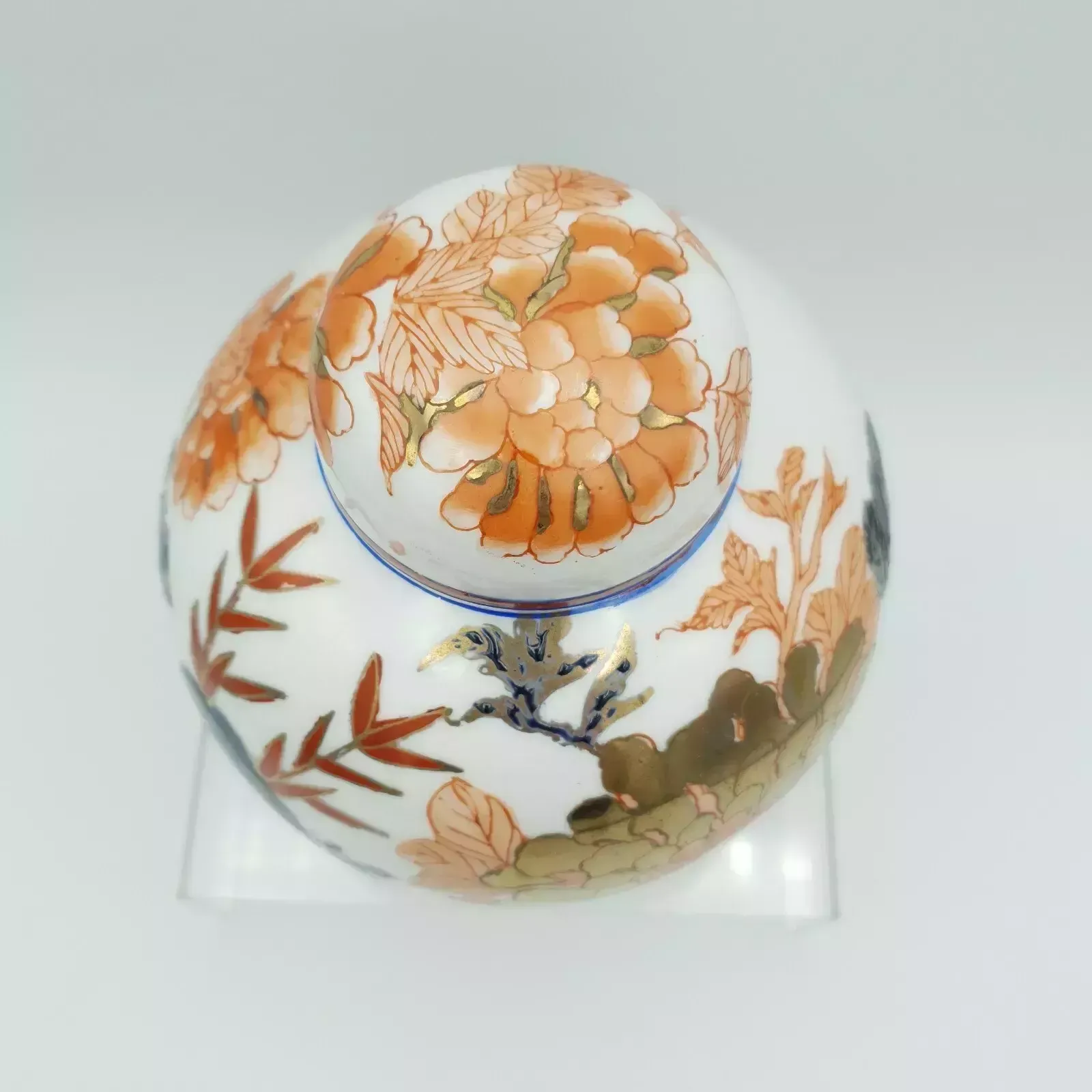 Chinese Qianlong Ginger Jar Hand Painted Imari Porcelain Raised Floral & Gilt photo buy