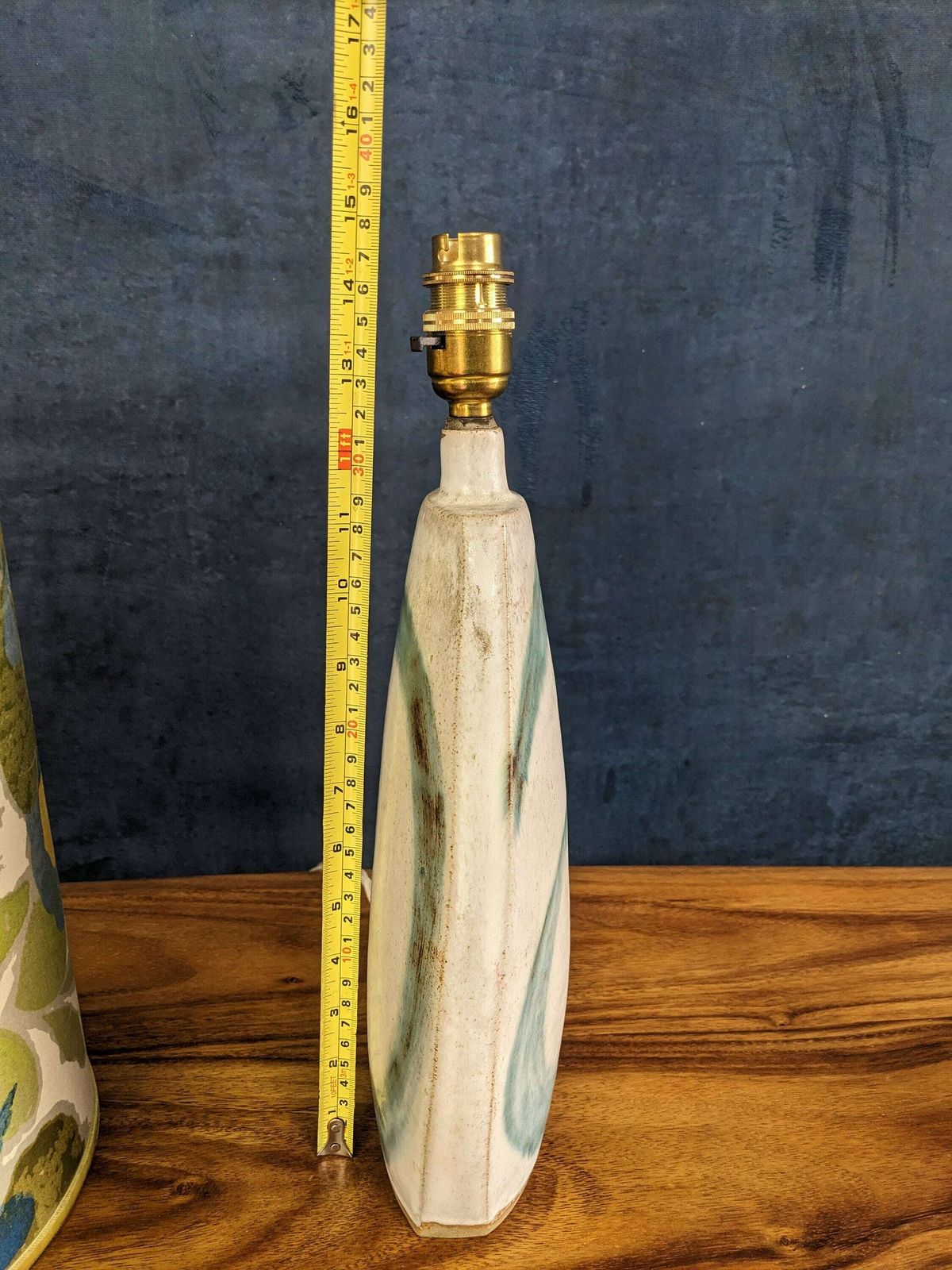 photo furniture Lovely Vintage Handmade Pottery Lamp With Bright Floral Shade
