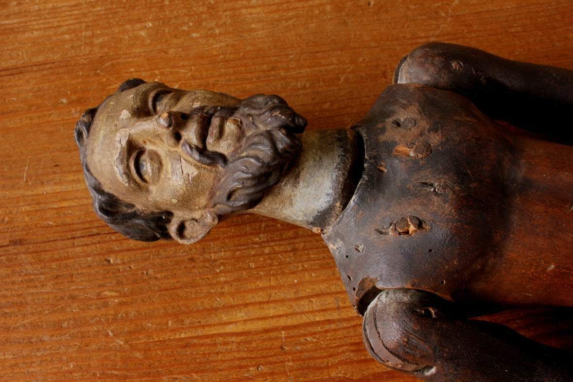Mannequin Lay Figure. Wooden Articulated Jesus Christ Santos Doll. 18th Century. photo vintage