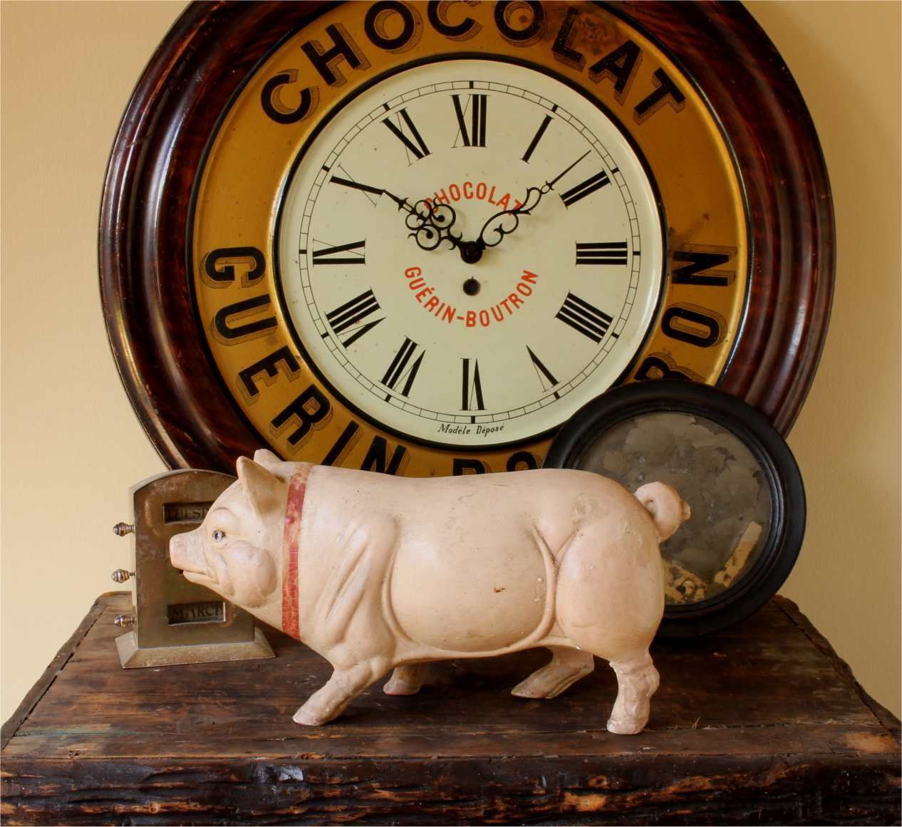 German Papier Mache Pig. Butcher Shop Display Model. Toy. C1890. photo furniture