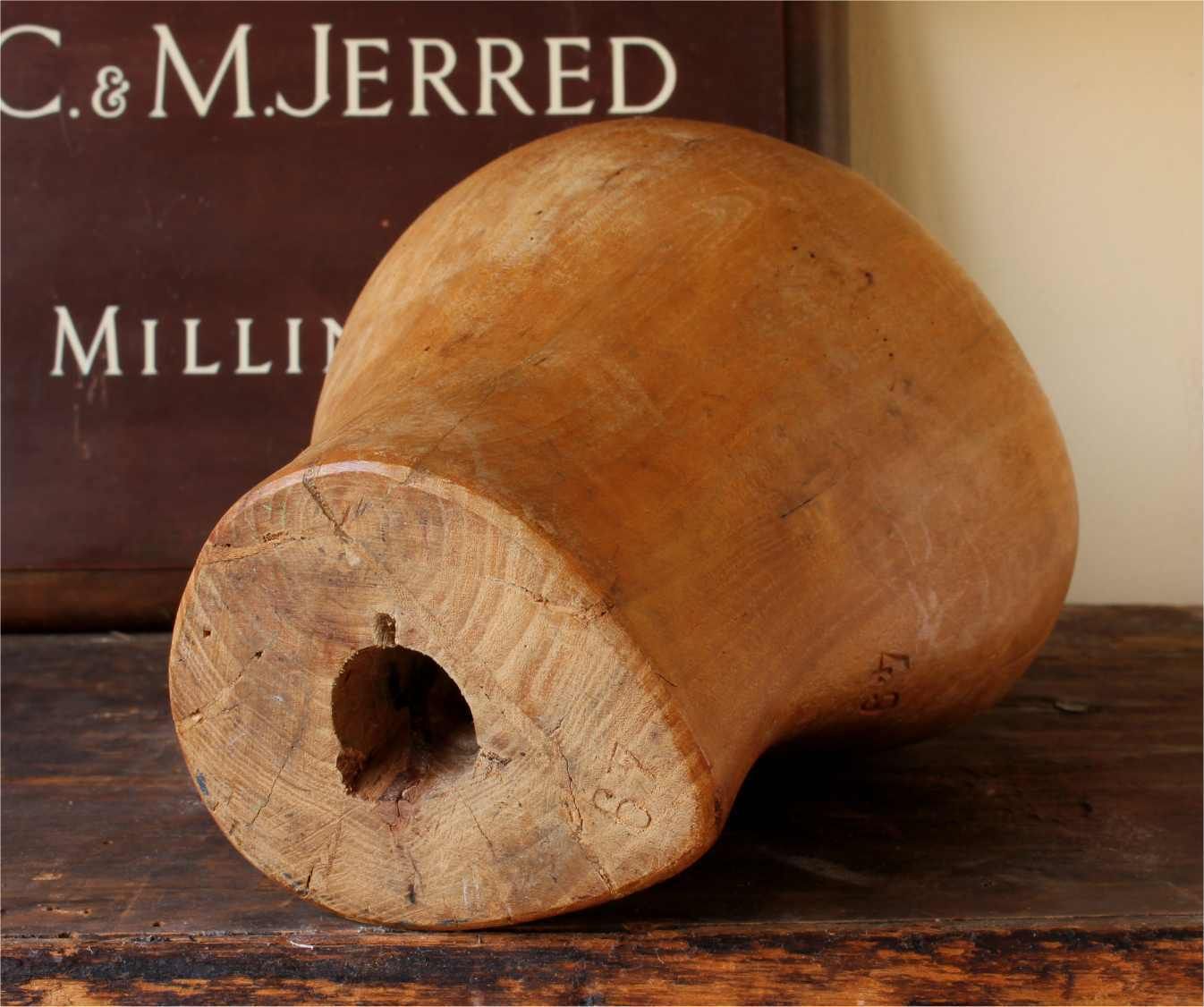 photo for sale Size 49 Wig Block. Small French Wooden Milliner's Head Hat Display Stand