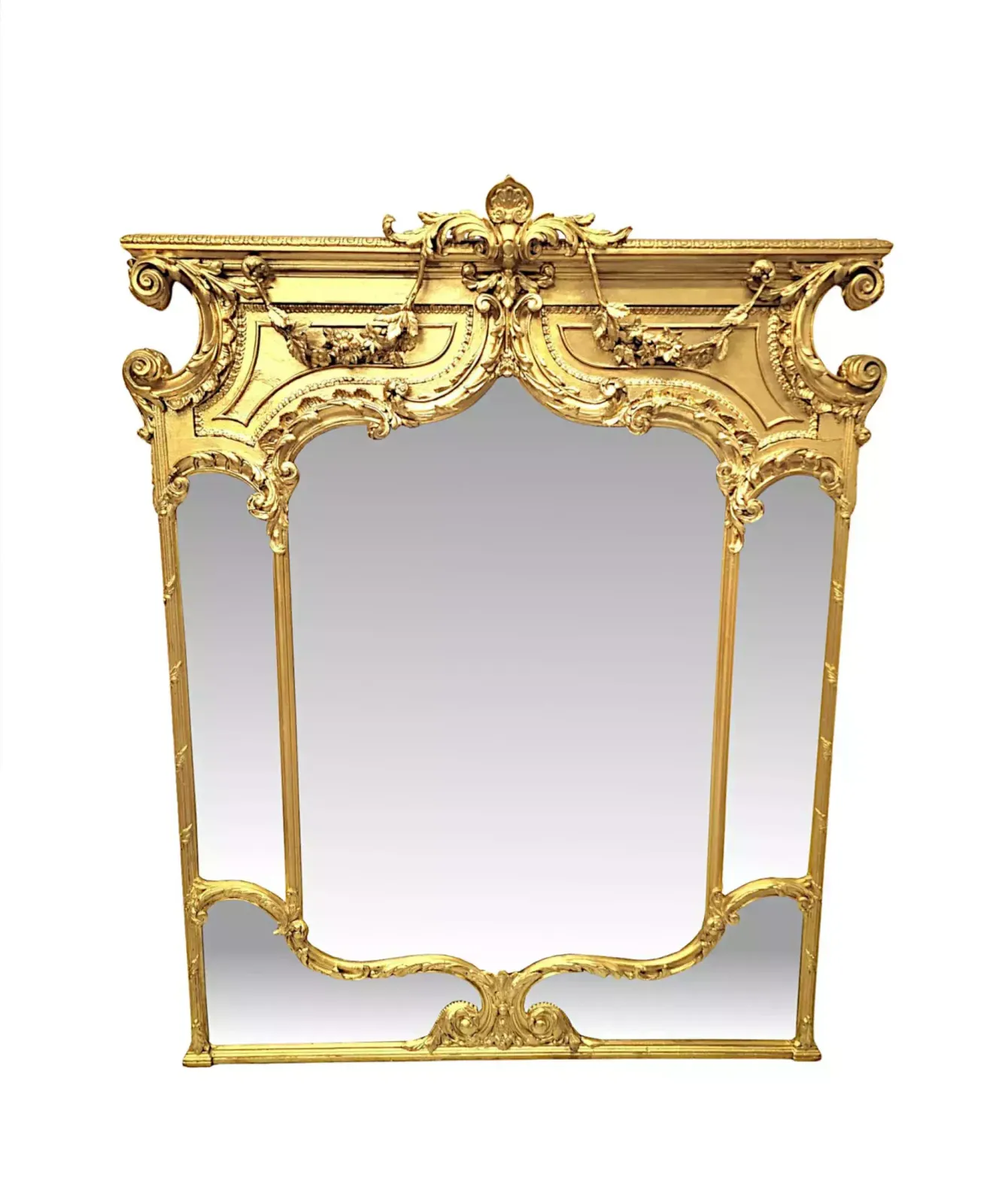 A Very Rare And Impressive 19th Century Giltwood Margin Overmantel Mirror