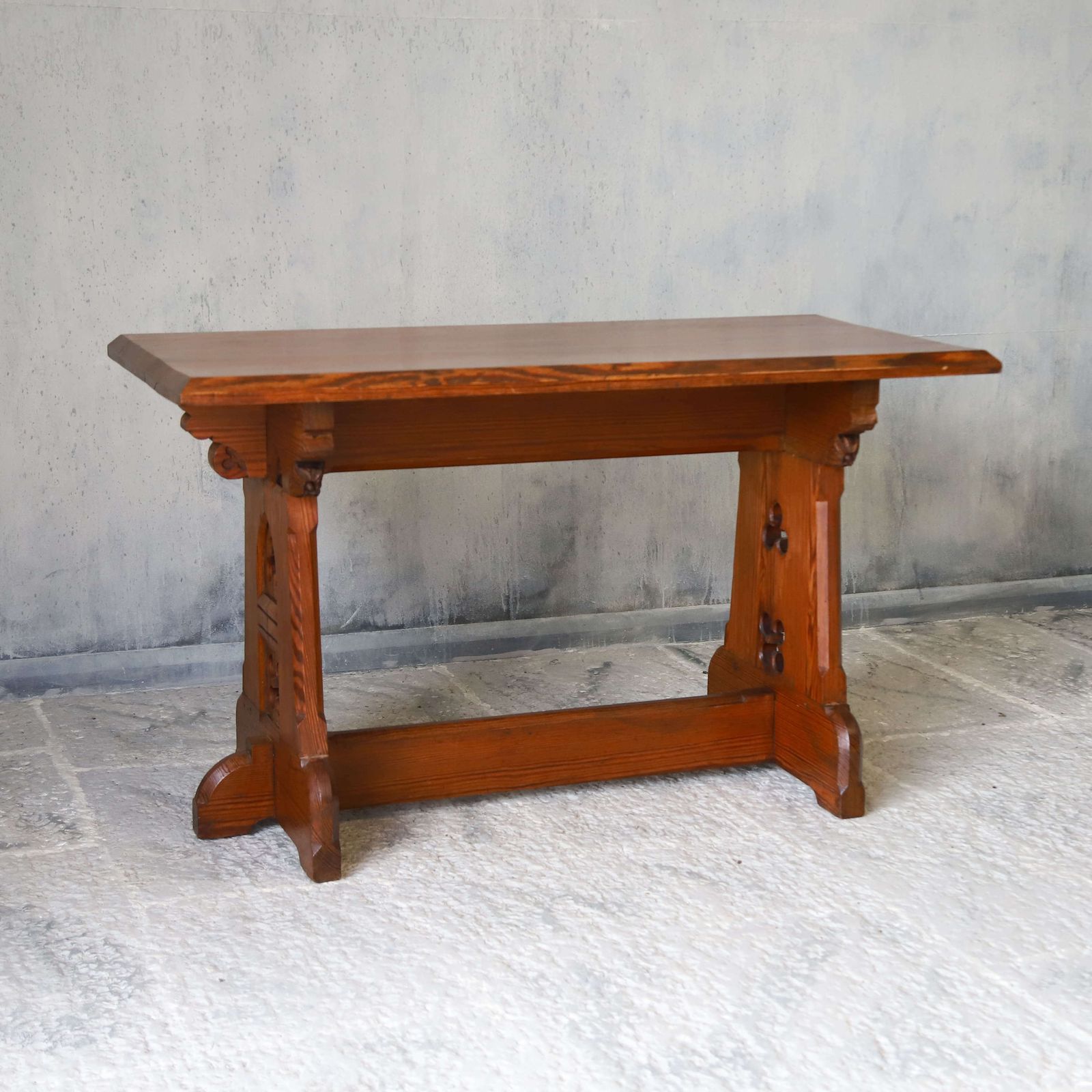 English 19th Century Pitch Pine Gothic Altar Table Manner Of Aw Pugin photo for sale