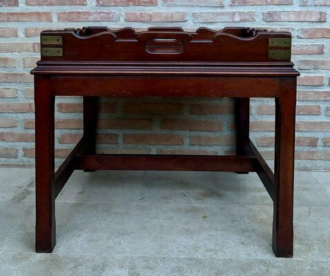 Early 20th Century Wood Coffee Table With Small Removable Tray, 1924, Set Of 2