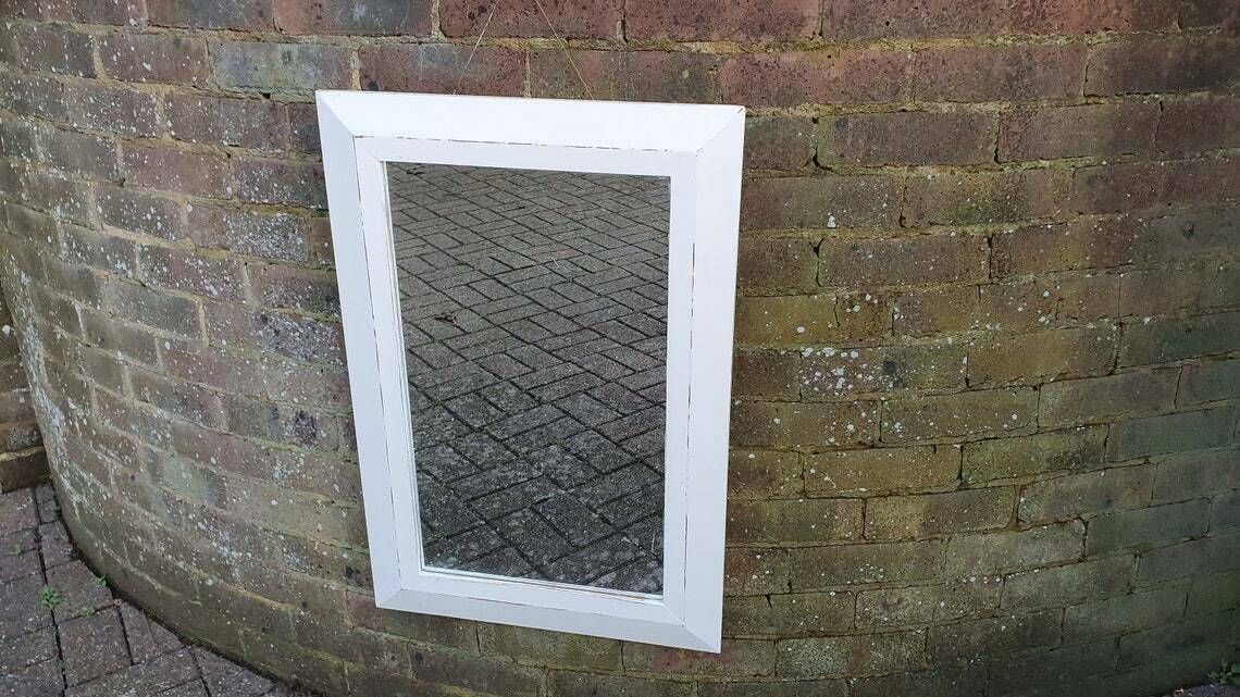 Painted Pine Mirror In Farrow And Ball Wimborne White Estate Eggshell.