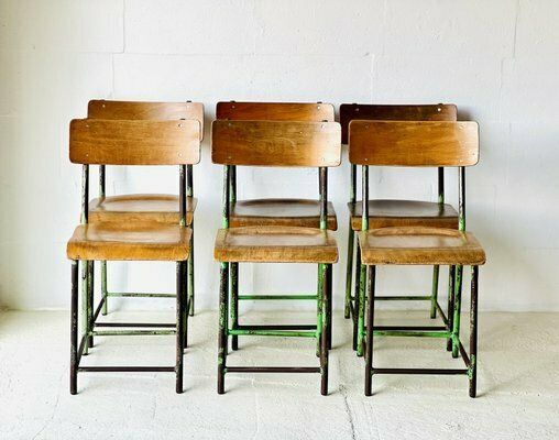 Industriële Schoolstoelen, Ca. Jaren 1960, Set Van 6 photo Meubels