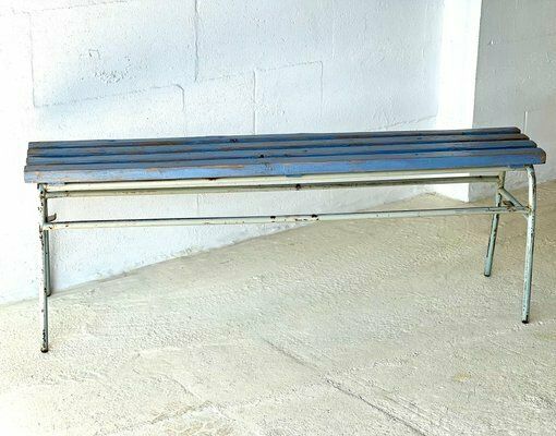 Industrial Blue Bench, 1960s photo furniture