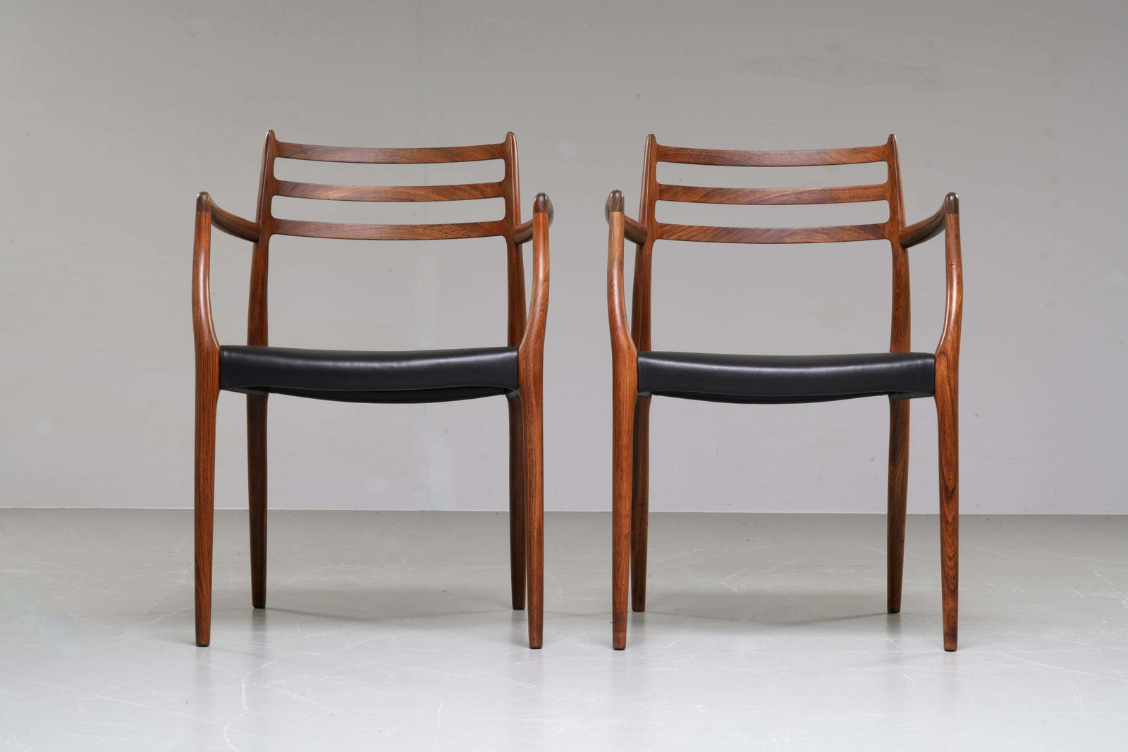 Niels Otto Mølller Set Of Two Chair 62 In Rosewood And Leather, Denmark, 1960's photo buy