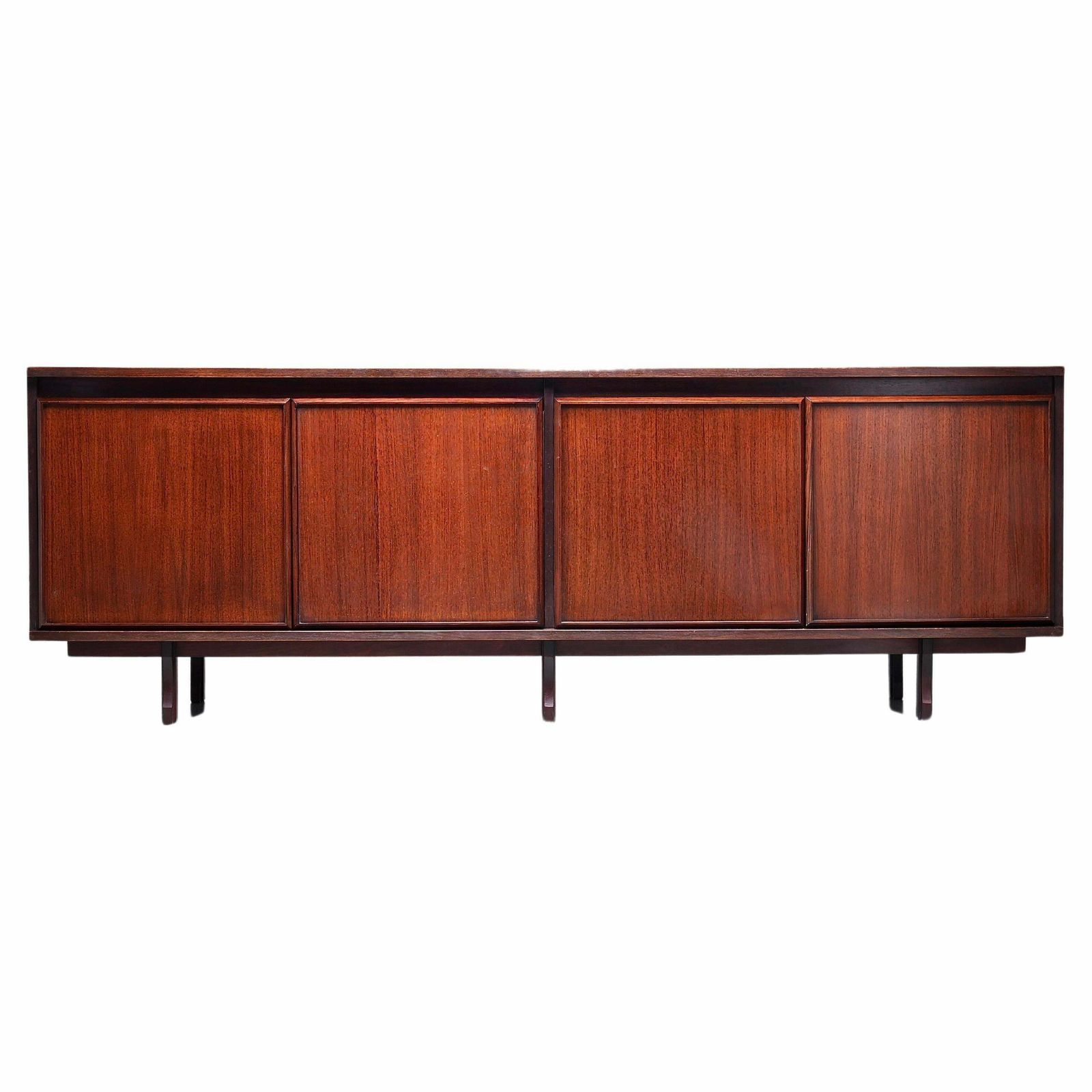 Large 4 Door Credenza In Mahogany And Teak, Italy, 1960's