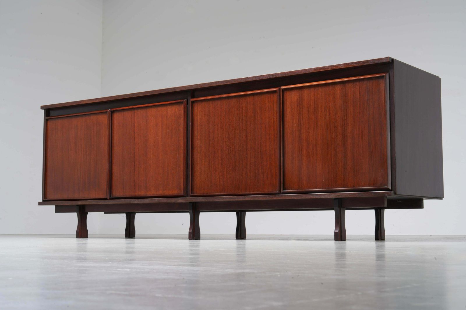 Large 4 Door Credenza In Mahogany And Teak, Italy, 1960's photo furniture