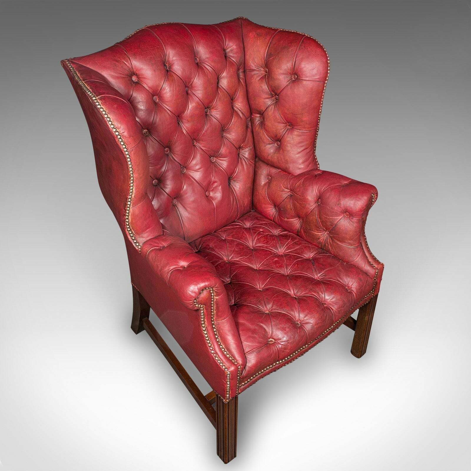 Antique Fireside Wing Back Armchair, English, Leather, Lounge Chair, Edwardian photo vinterior