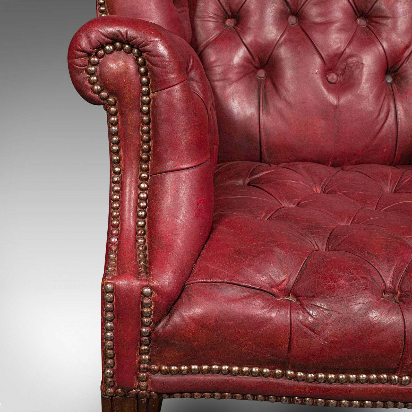 photo for sale Antique Fireside Wing Back Armchair, English, Leather, Lounge Chair, Edwardian