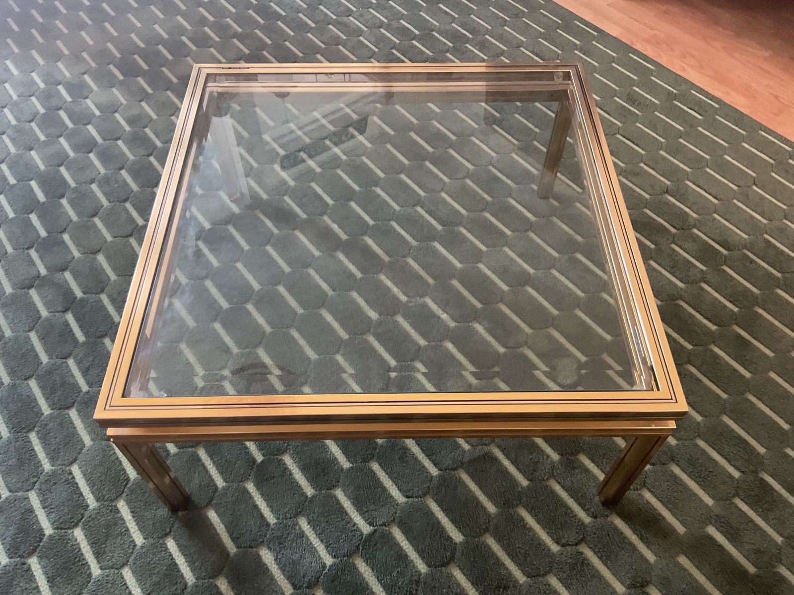 Pierre Vandel Paris Glass Coffee Table In Art Deco, Antique Style photo furniture