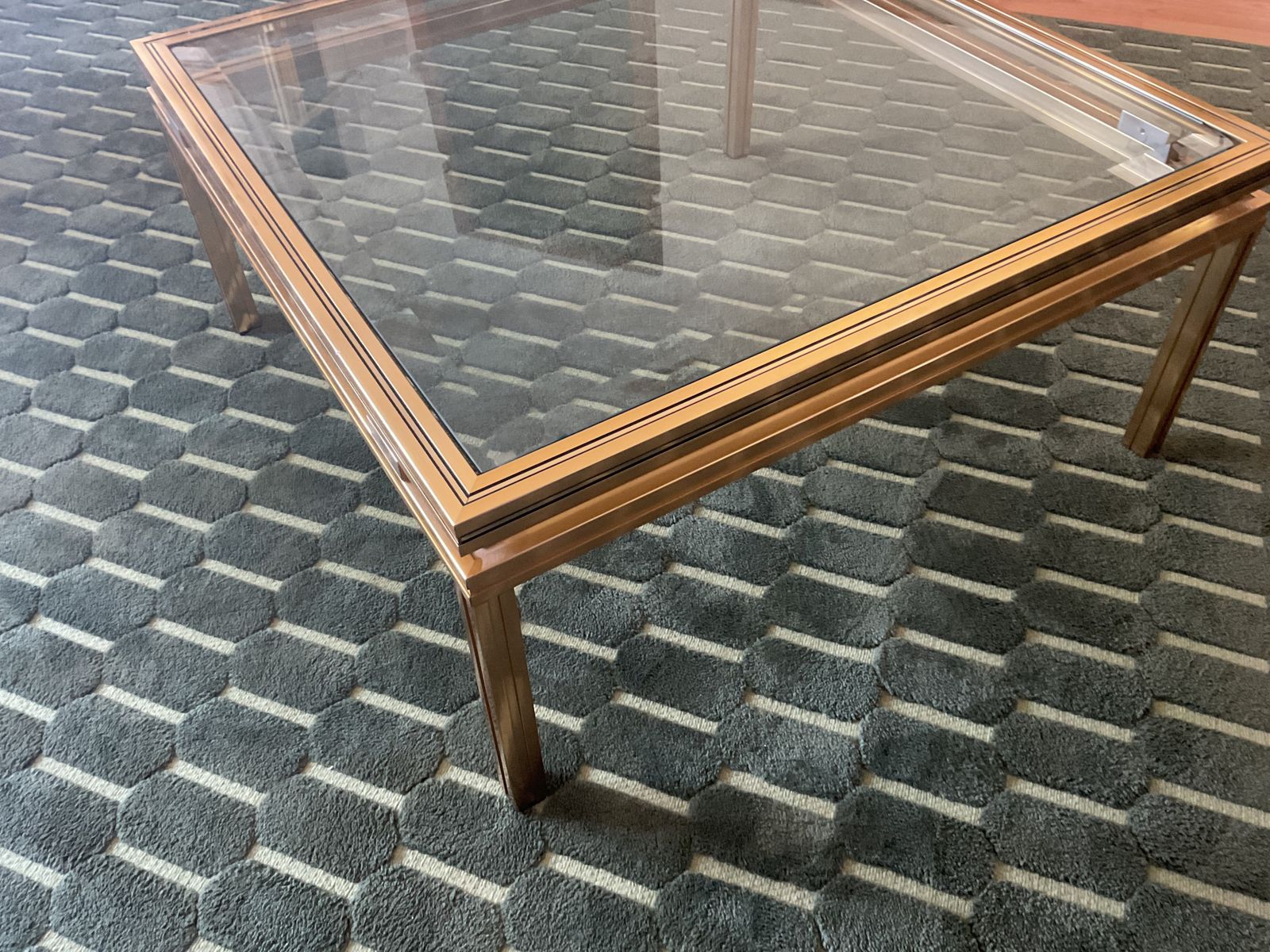 photo vinterior Pierre Vandel Paris Glass Coffee Table In Art Deco, Antique Style