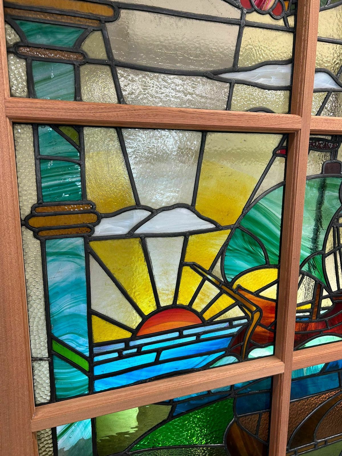 photo furniture Huge Stained Glass Window Panel Reclaimed Period Antique Leaded Old Swanage Hotel