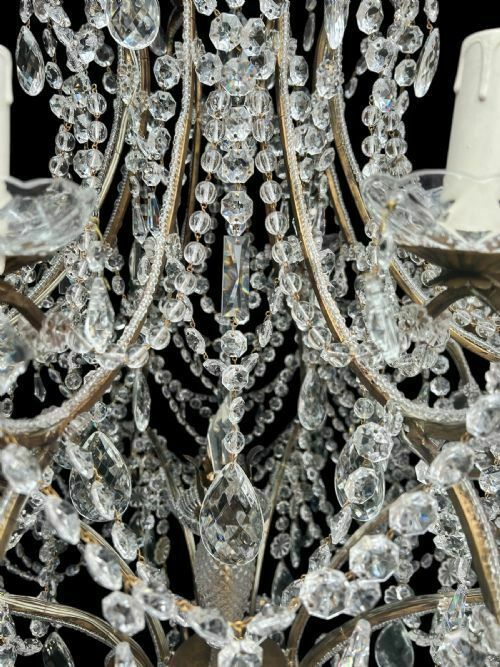 A Very Large 24 Light Florentine Beaded Gilt Antique Chandelier photo Lighting