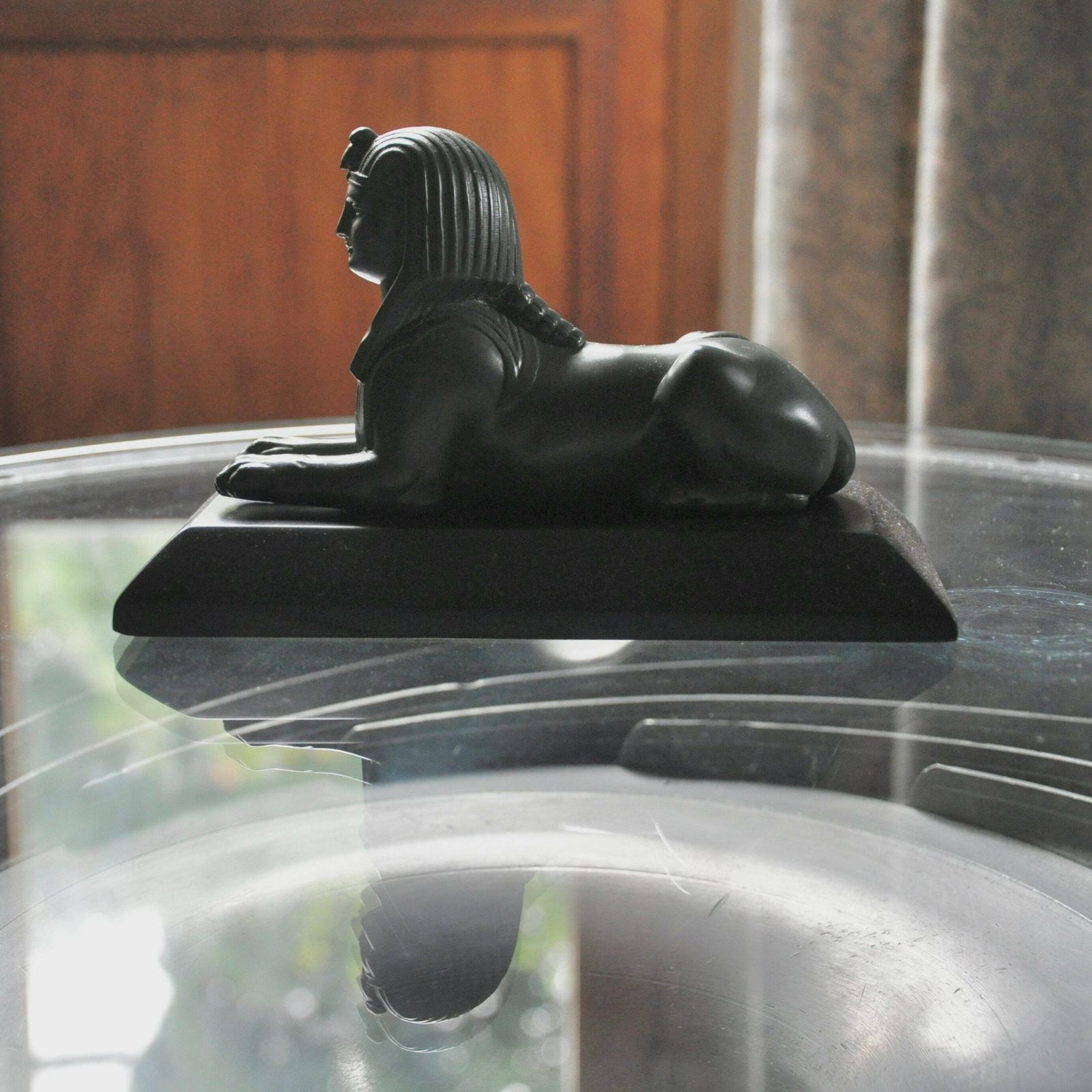Ww2 Cheetah Aircraft Engine Supercharger Casting Industrial Design Coffee Table With Glass Top And Sphinx Mascot Ornament photo for sale