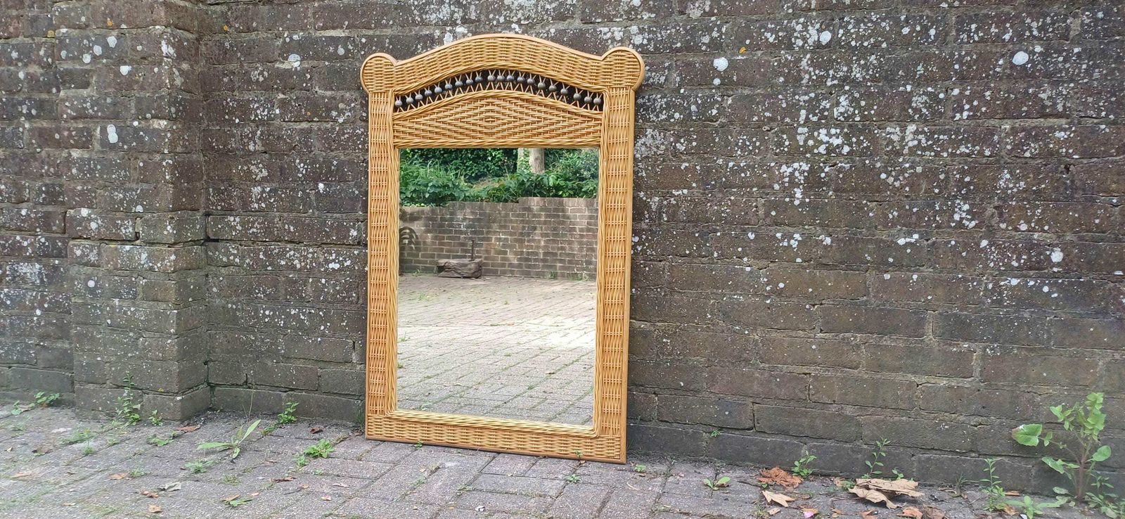 Huge Bamboo Rattan Wicker Cane Decorative Wall Mirror photo furniture