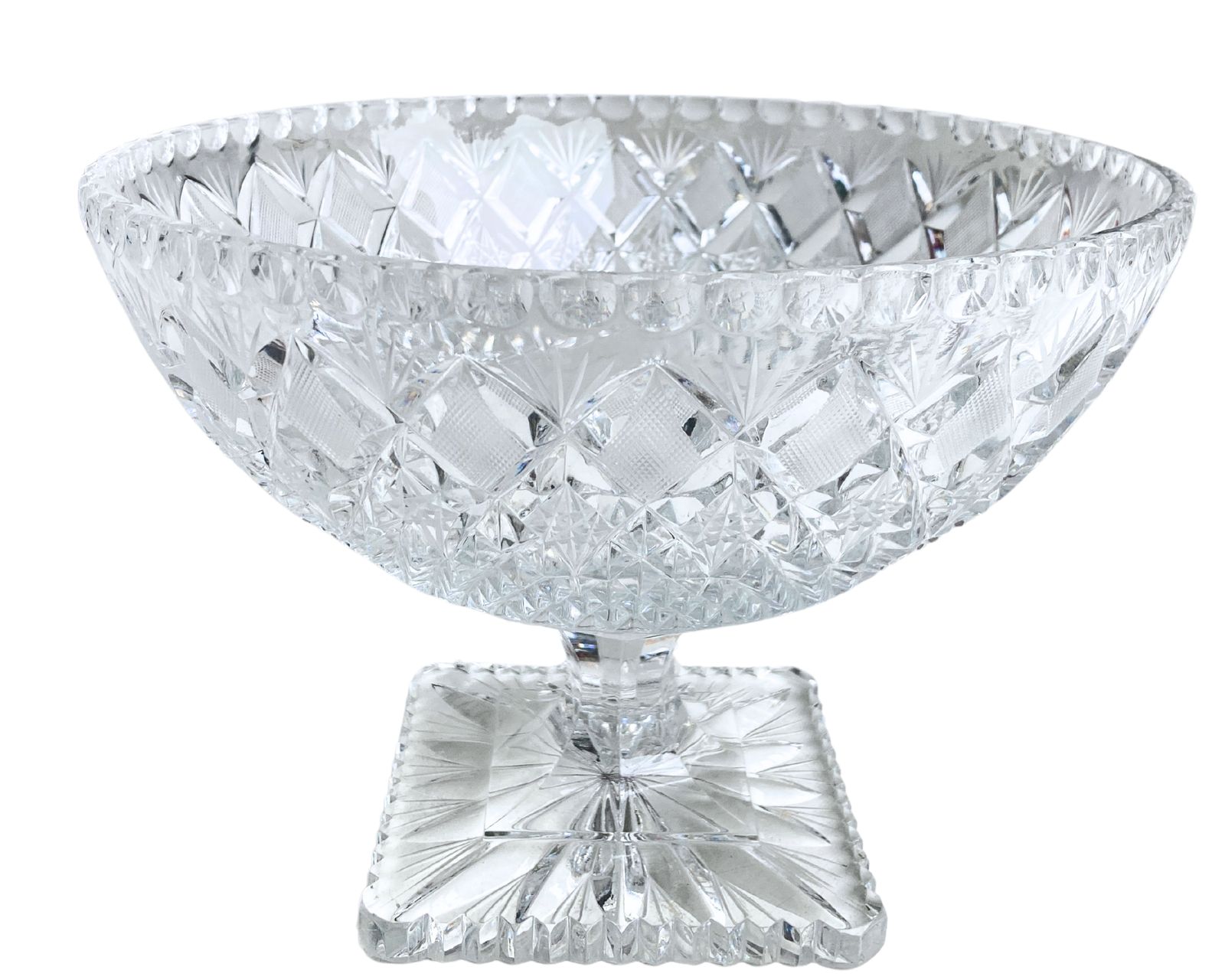 Crystal Vase Large | Footed Punch Bowl | Astonishing Handcut | 1pcs photo vintage
