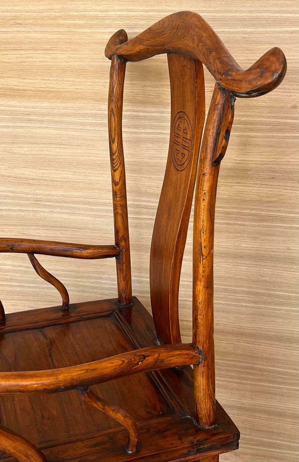 photo buy Pair Of Chinese Ming Style Carved Wood High Back Throne Armchairs
