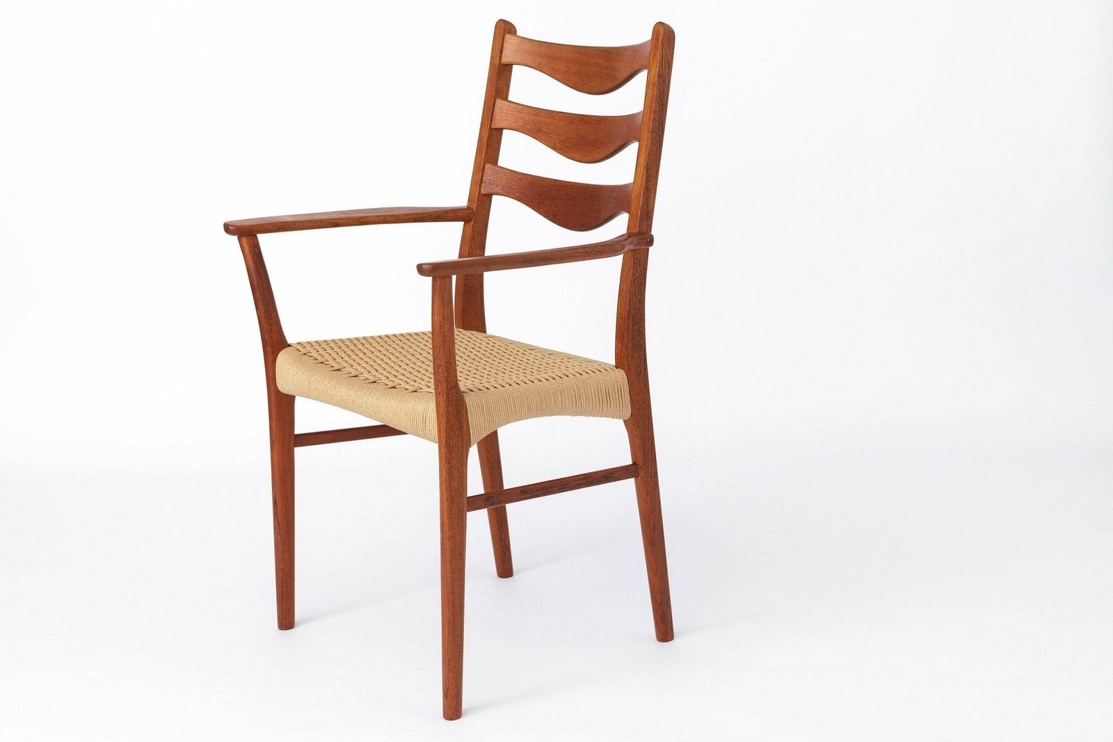 5 Arne Wahl Iversen Mid Century Teakhouten Eetkamerstoelen Met Papercord Zittingen Voor Glyngøre Stolefabrik, Model Gs91 photo 1914.0