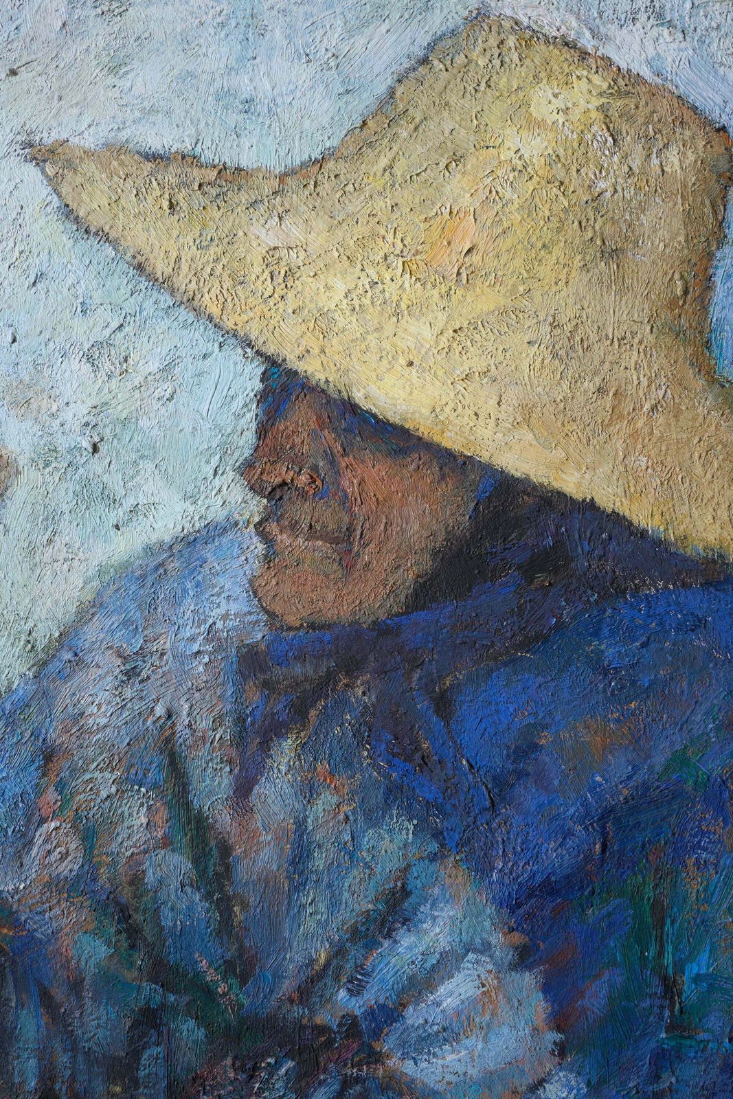 20th Century Oil On Canvas Of A Lady Selling Eggs  M Sancho photo furniture