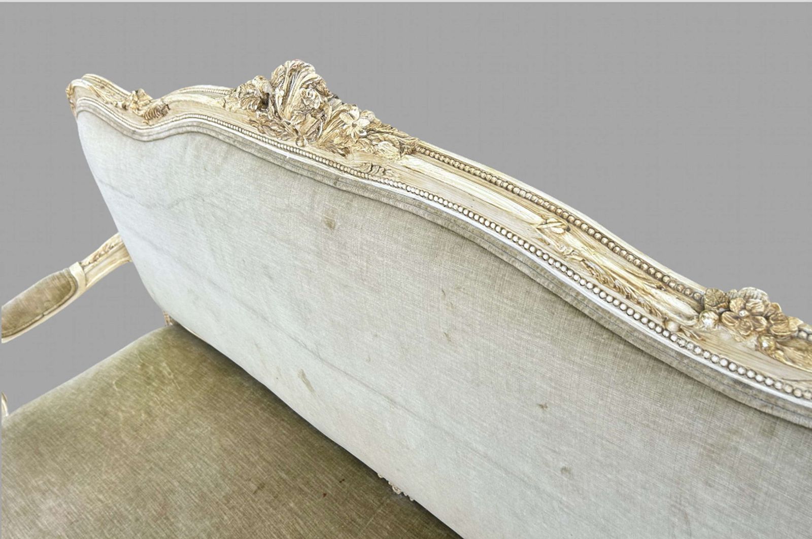 A French Painted Three Seater Salon Sofa For Re Upholstery photo Furniture