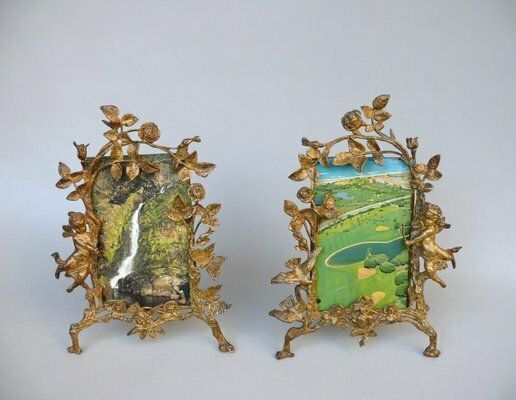Biedermeier Picture Frames Amor In Bronze, Set Of 2 photo for sale