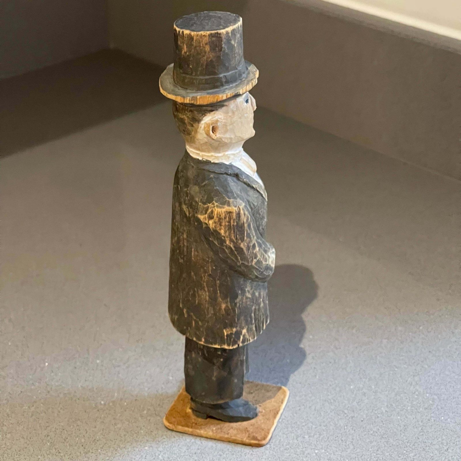 Art Wooden Carving Human Sculptures, Formal Dressed Antique Decorative Man Figurine photo