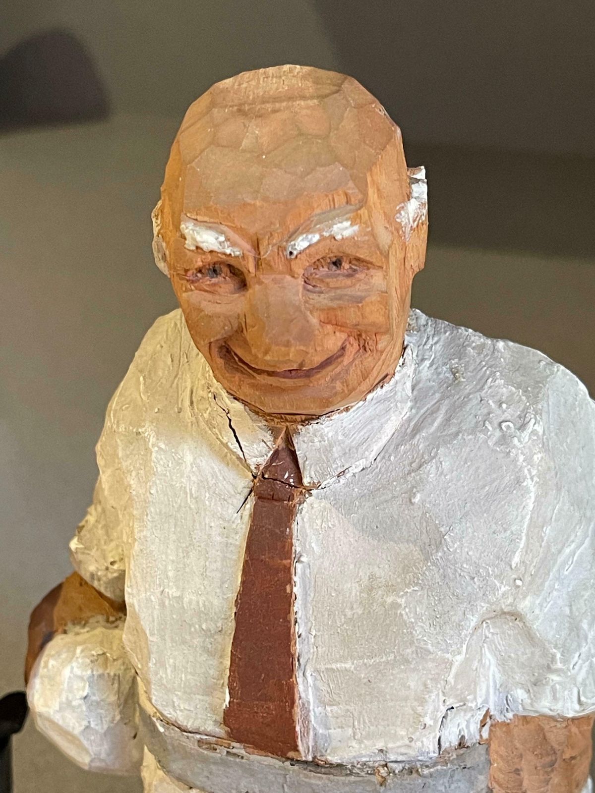 Carving Wooden Sculptures Old Man In White Antique Decorative Figurine Of Human photo for sale