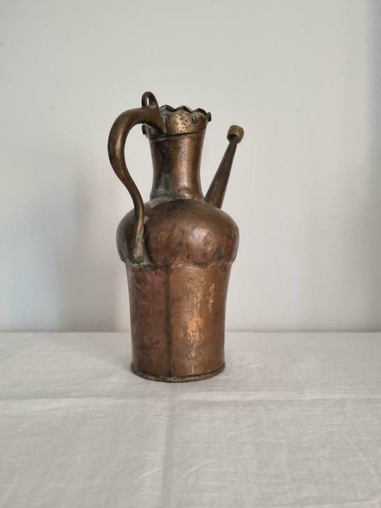 Antique Middle Eastern Handmade Copper Ewer photo vintage