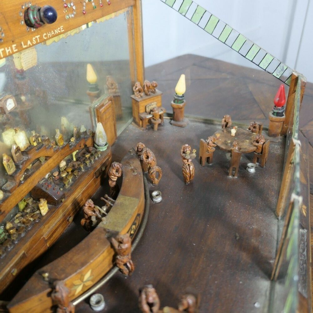 Early 20th Century American Prisoner Art Diorama Monkey Saloon Bar photo vintage
