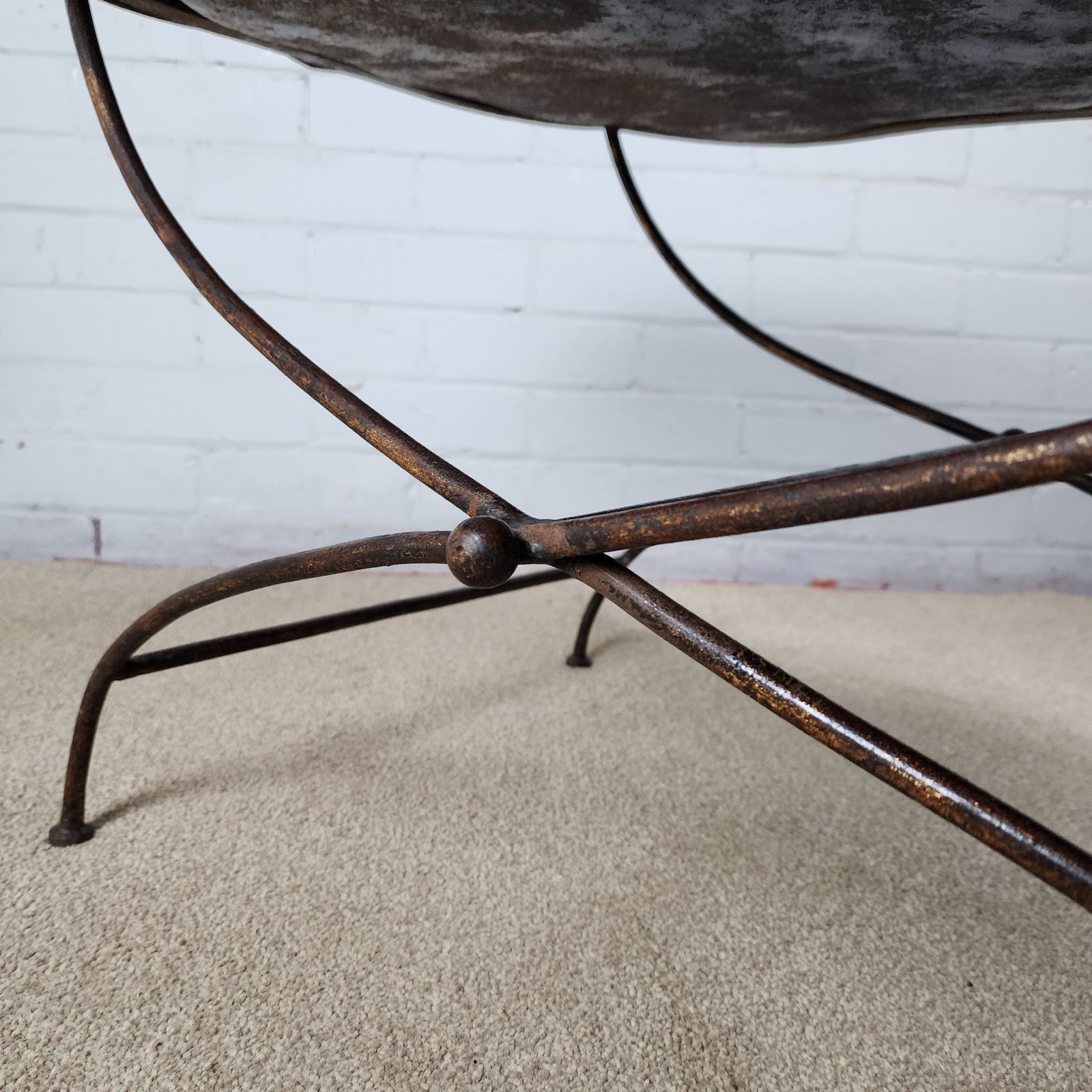 A Georgian Toleware Serpentine Tray On X Frame Iron Stand photo Furniture