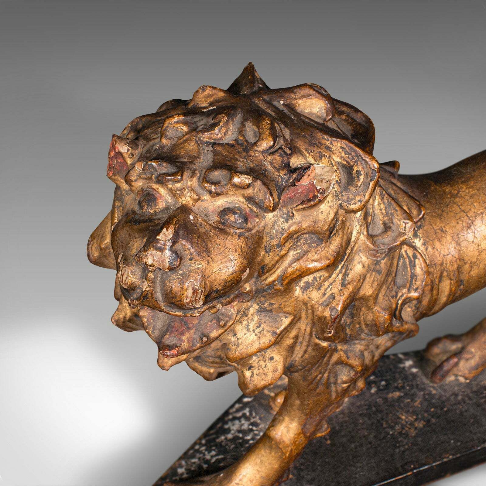 Antique Carved Lion Figure, English, Giltwood, Decorative Ornament, Mid Georgian photo vinterior