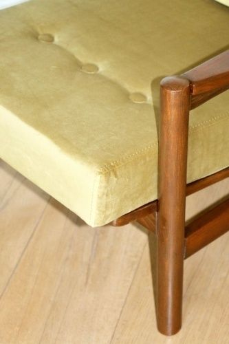 Wooden Armchair Designed By Z. Baczyk, Vintage Brown Yellow Olive photo for sale