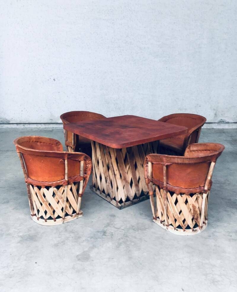 Mexicaanse Art Populaire Ambachtelijk Leren Tafel & Stoelen, Toegeschreven Aan Wim Rietveld photo furniture
