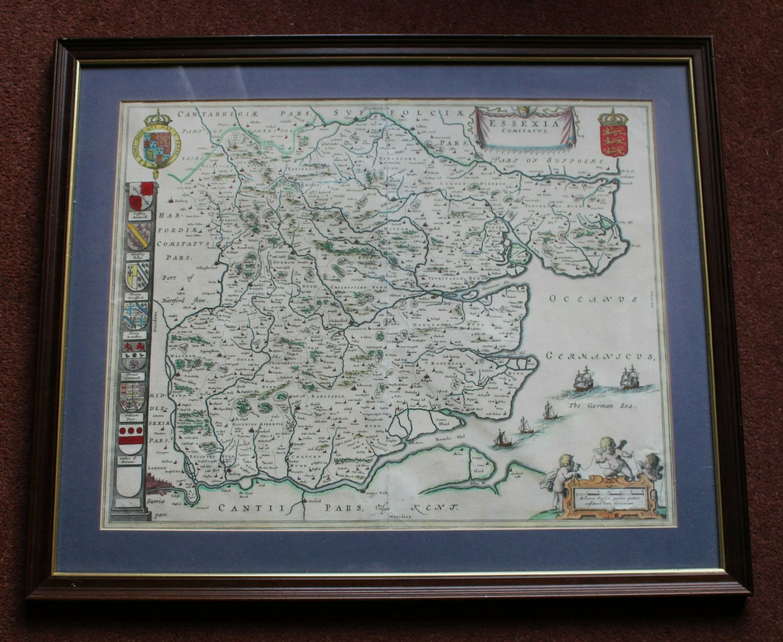 17th Century Map Of Essex ‘Essexua Comitatusa’  By Johannes Blaeu