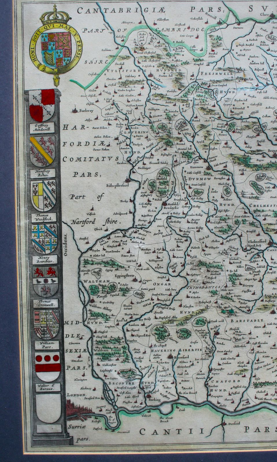 17th Century Map Of Essex ‘Essexua Comitatusa’  By Johannes Blaeu photo 300.0