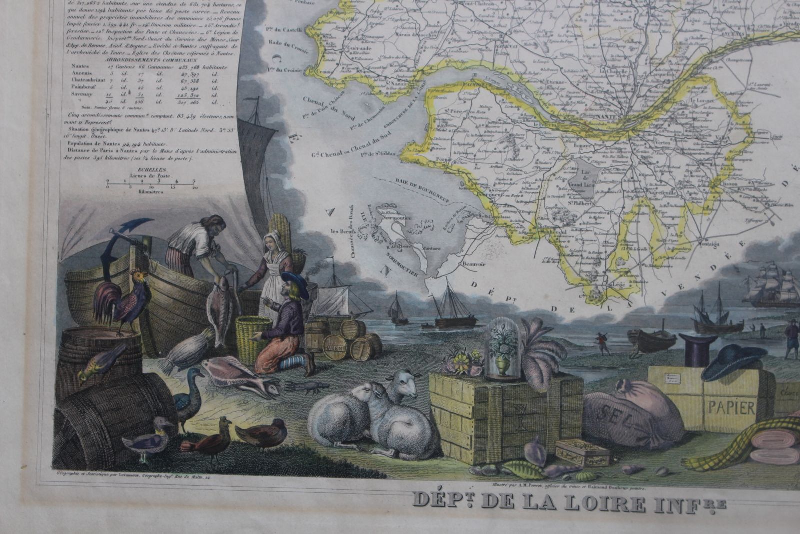 Antique Map Of  The Saone And Loire By Victor Levasseur C1854 photo for sale