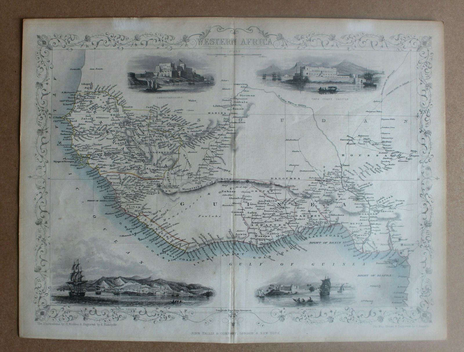 'Western Africa' Map Drawn And Engraved By J. Rapkin; Vignette Illustrations Drawn By H Winkles & Engraved By E Radclyffe. Published By John Tallis &