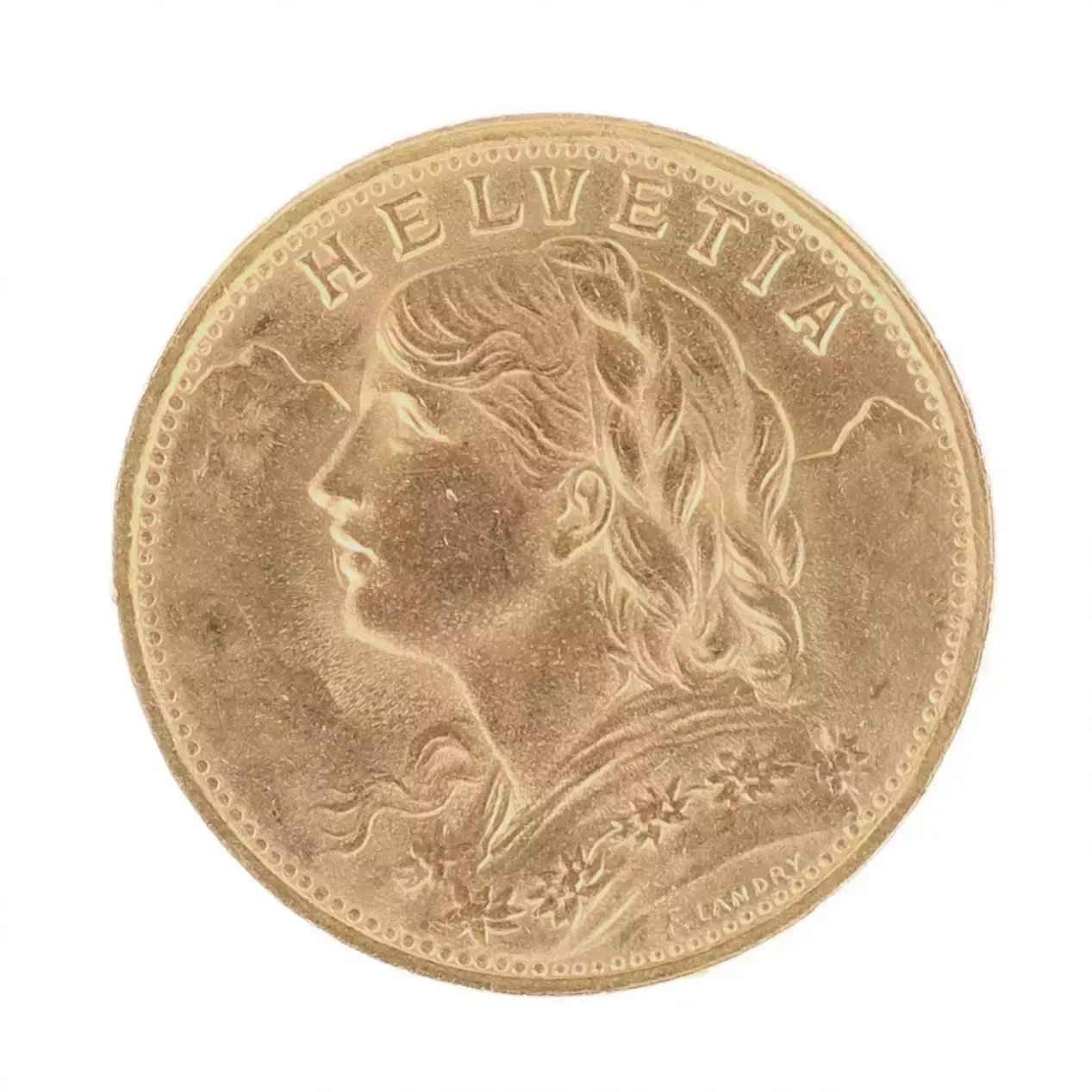 Gold Coin 20 Swiss Francs. 1947. photo furniture
