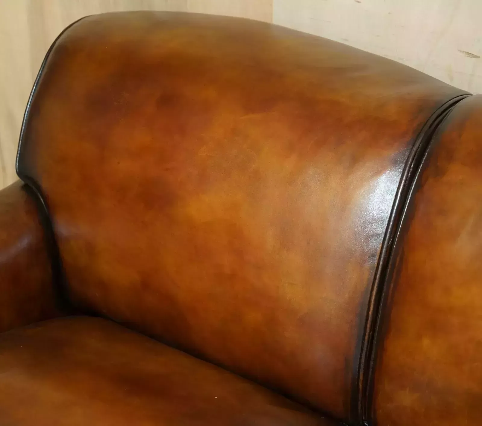 1 Of 2 Large George Smith Howard & Son's Brown Leather Signature Scroll Arm Sofa photo 12000.0
