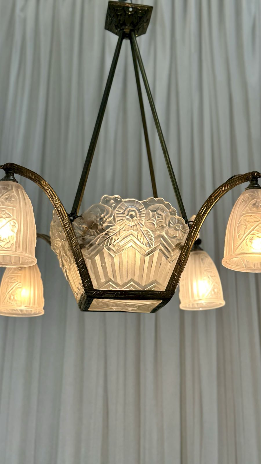 Art Deco Chandelier By Noverdy, France photo vintage