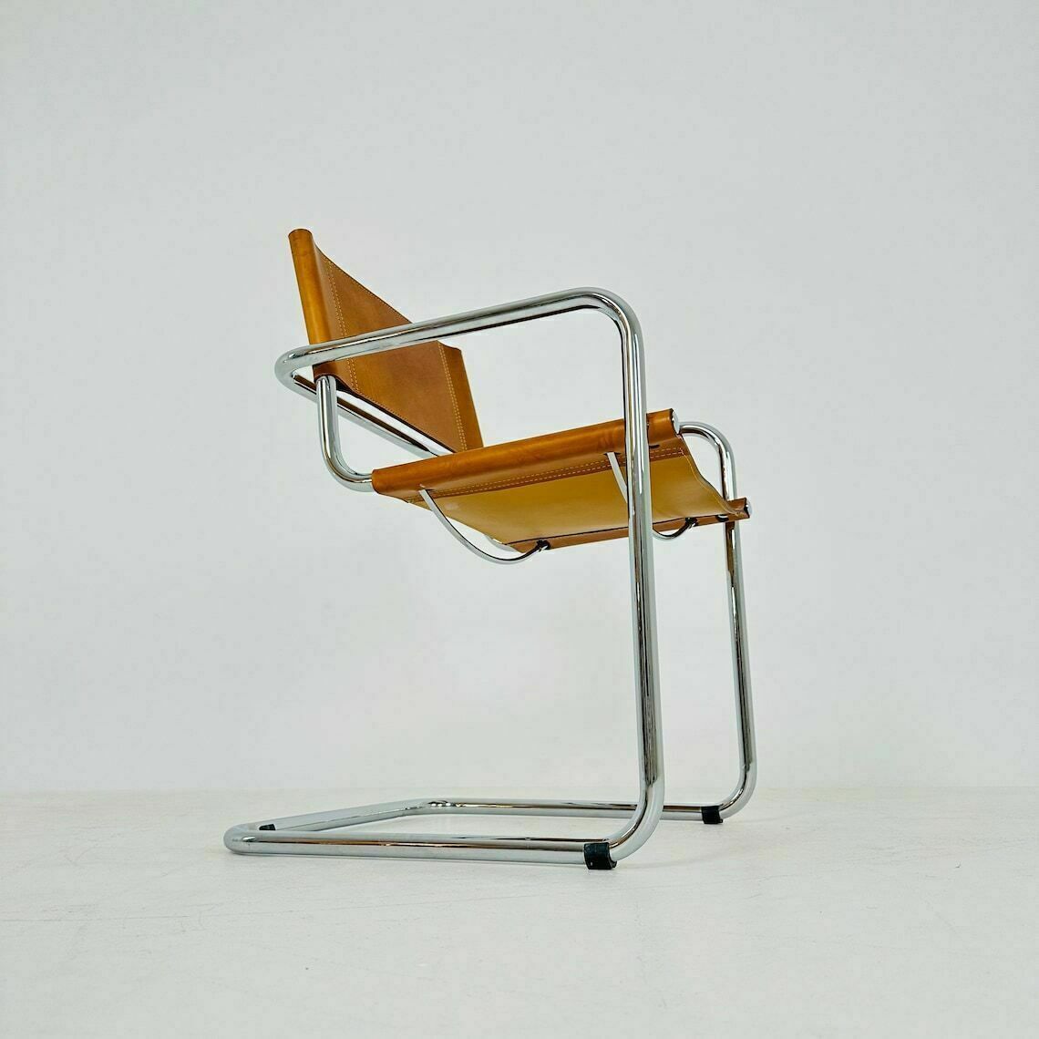 photo for sale Vintage Model S34 Cognac Saddle Leather Dining Chair By Mart Stam & Marcel Breuer 1980s