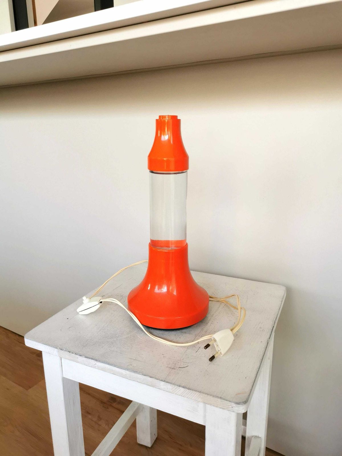 Vintage Orange Desk Lamp / Made In Italy 1970s / Space Age Italian Design Lava Table Light / Retro Lighting / Plastic With Water