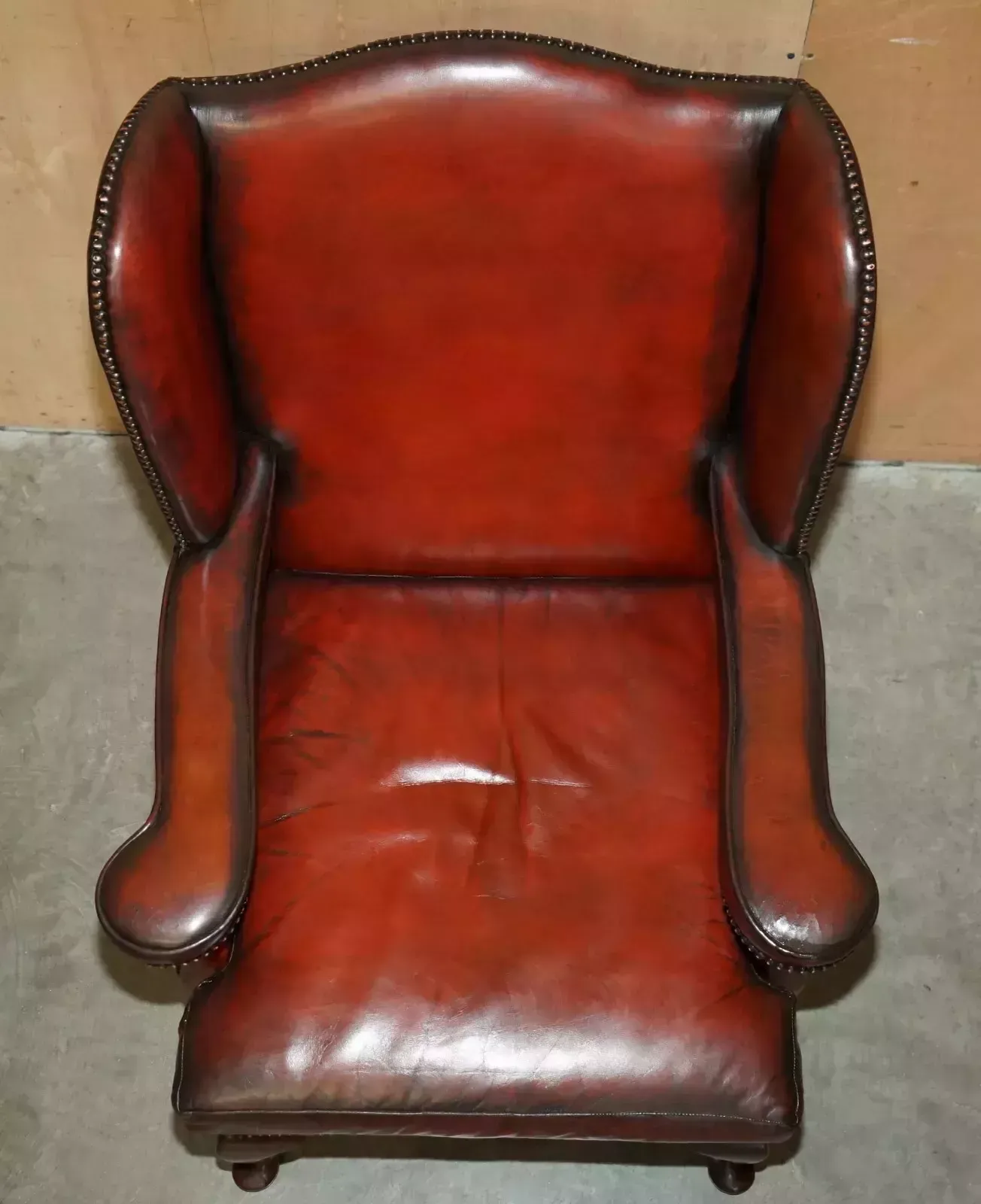 Pair Of Restored Vintage Leather Wingback Armchairs William Morris Flat Top Arms photo buy