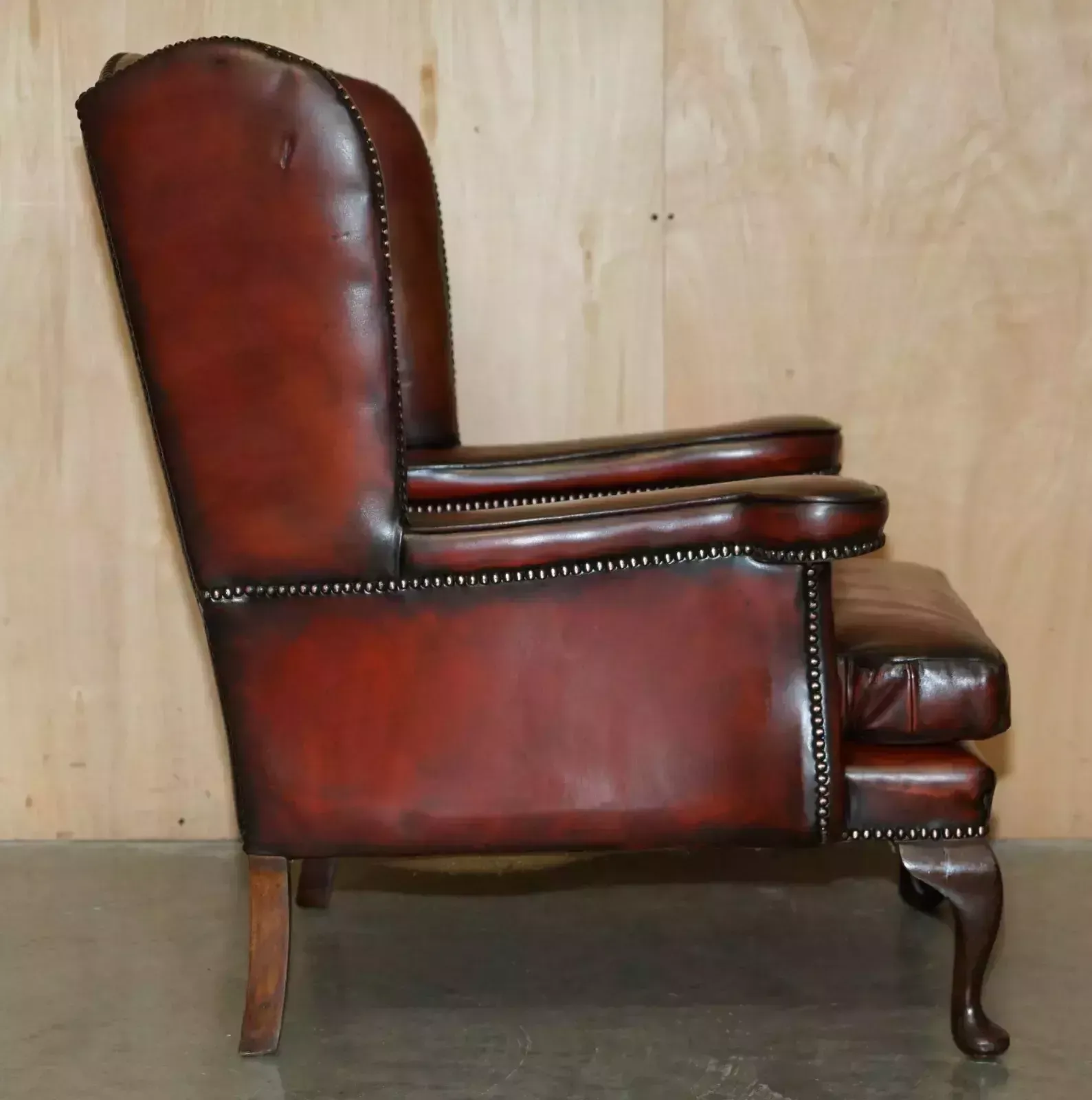 5000.0 Pair Of Restored Vintage Leather Wingback Armchairs William Morris Flat Top Arms photo